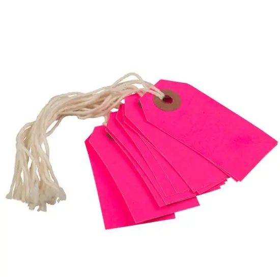 JAM Paper Tiny Gift Tags with String, 100ct. Neon Pink {4}