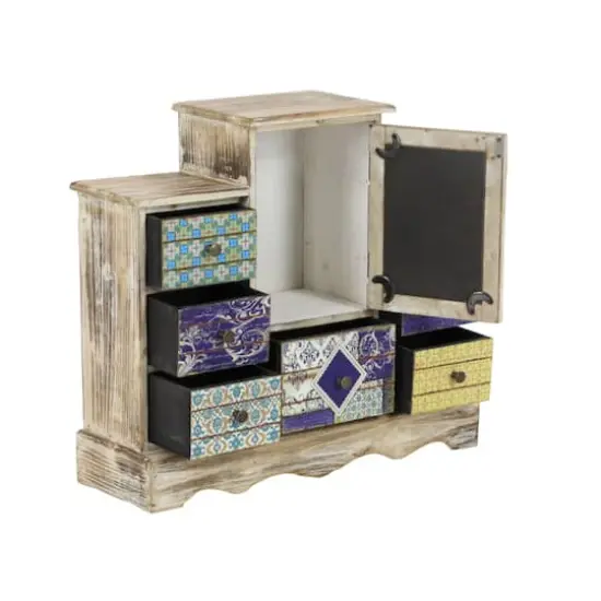 16" White & Blue Wood Vintage Jewelry Box {5}