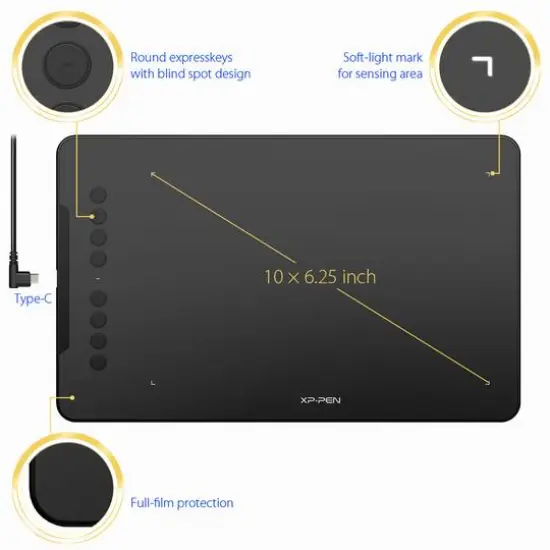 XPPen 10" x 6.25" Deco 01 Graphics Drawing Tablet {3}