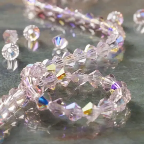 Preciosa Glass Crystal Bicone Beads, 4mm by Bead Landing&trade; Light Rose AB {3}