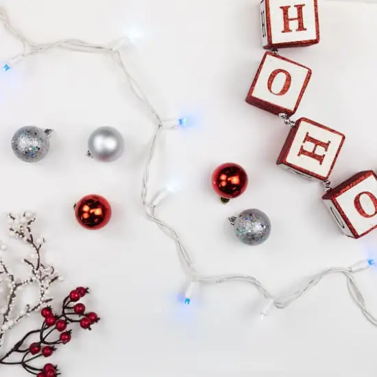 50ct. LED Wide Angle Christmas String Lights with White Wire Blue/White {5}