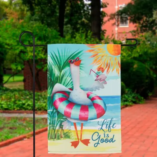 18" Beach Duck Life Is Good Garden Flag {4}