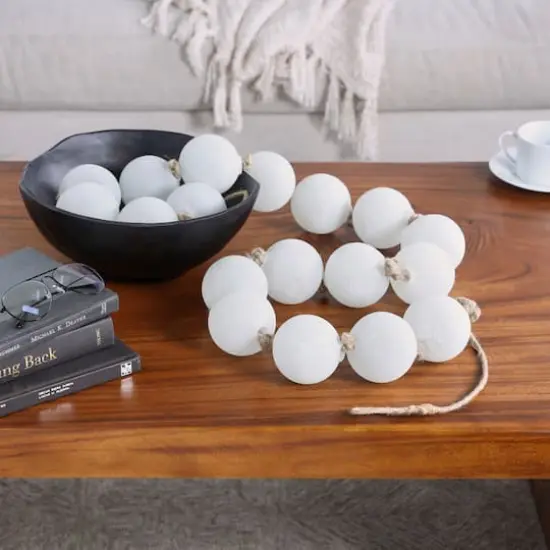 8ft. Extra Long Handmade Glass Beaded Garland with Tassels White {3}