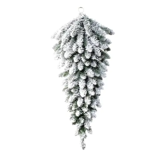 Glitzhome&reg; 36" Pre-Lit Flocked Christmas Teardrop with LED Lights and Timer {6}