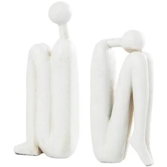 9" Polystone People Bookends Set White {1}