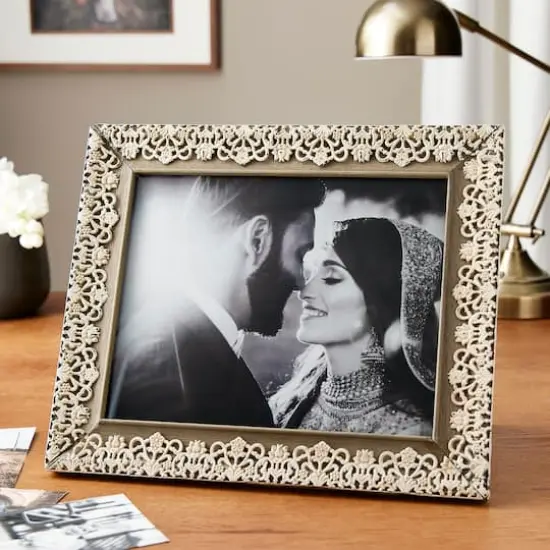 Expressions™ 8" x 10" Gray Lace Overlay Frame by Studio Décor® {3}