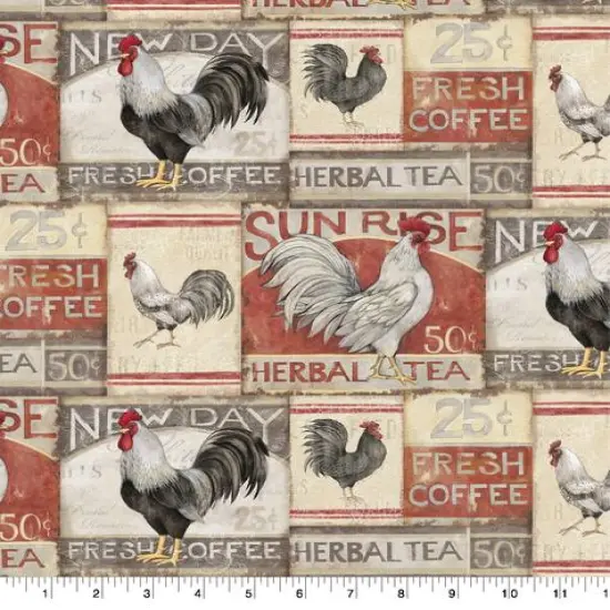 Susan Winget Farmhouse Rooster Patch Cotton Fabric {1}