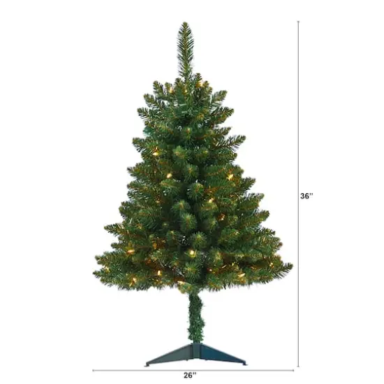 3ft. Pre-Lit Northern Rocky Spruce Artificial Christmas Tree, Clear LED Lights {8}