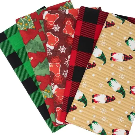 SINGER Christmas Holiday Gnome Cotton Fabric Fat Quarter Bundle {3}
