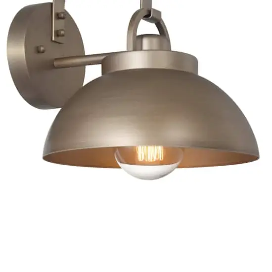 Hello Honey&reg; Easton Tuscan Gold Modern Farmhouse Metal Shade & Exposed Bulb Wall Mounted Outdoor Light {5}