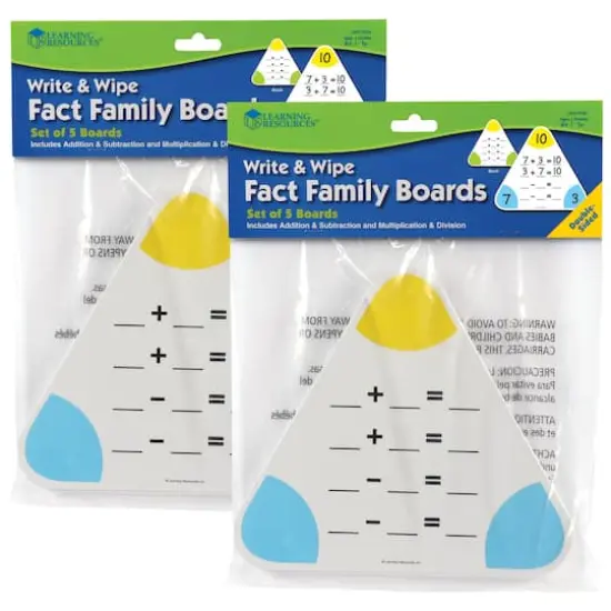 Learning Resources Write & Wipe Fact Family Boards, 2 Packs of 5 {1}