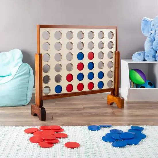 Toy Time 4-In-A-Row Giant Classic Wooden Game Set {9}