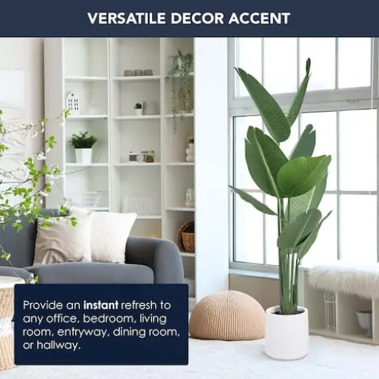 American Art Decor 5ft. Realistic Artificial Palm Tree in White Pot {4}