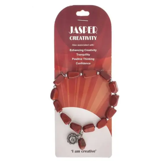 John Bead Red Jasper Stretch Bracelet with Flower Charm {5}