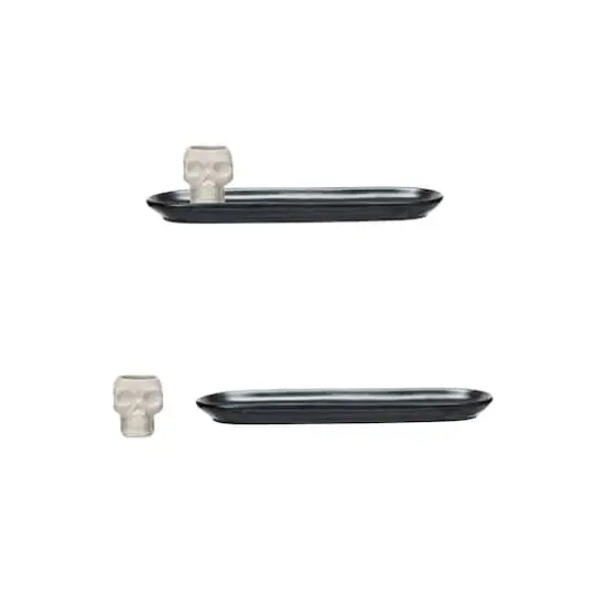 Hello Honey Black & White Stoneware Platter Dish with Speckled Skull Shaped Bowl {1}