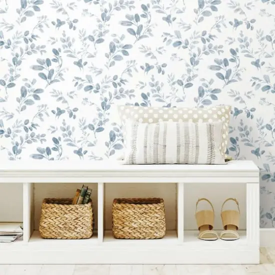 RoomMates Blue Dancing Leaves Peel & Stick Wallpaper {5}