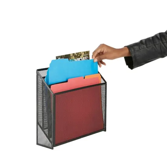 Mind Reader Black 3-Tier Jumbo Metal Mesh File Holder, Desktop File Box, Magazine & Document Organizer {1}