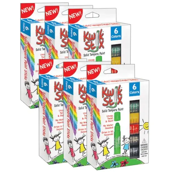 Kwik Stix&trade; 6 Primary Color Solid Tempera Paint Sticks, 6ct. {1}