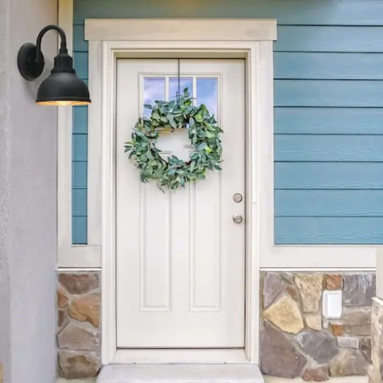 Hello Honey&reg; Robert Stevenson Lighting Landon Distressed Black Metal Outdoor Light with Shade {4}