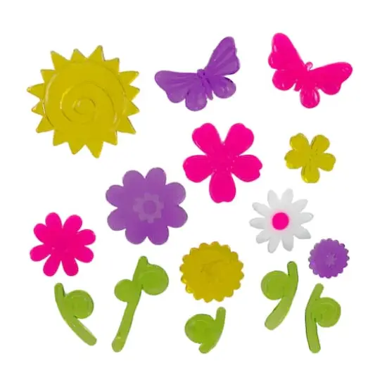 Pink & Purple Spring Flowers Gel Window Cling Set {1}