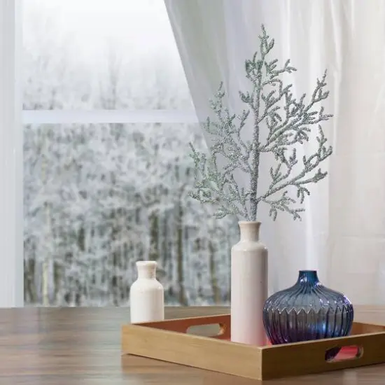 25" Green Glittered Artificial Twig Christmas Spray {6}