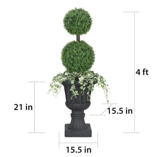 4ft. Topiary Boxwood Artificial Tree in Decorative Urn {7}