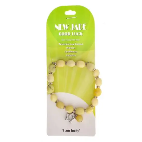 John Bead New Jade Green Natural Stone Stretch Bracelet with Star Charm {5}
