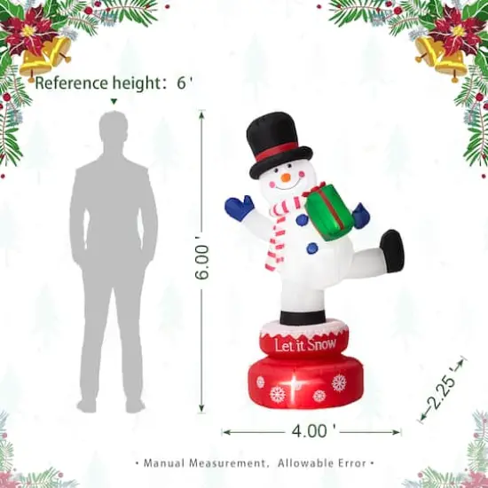 Glitzhome&reg; 6ft. Lighted Inflatable Rotating Snowman D&eacute;cor {17}
