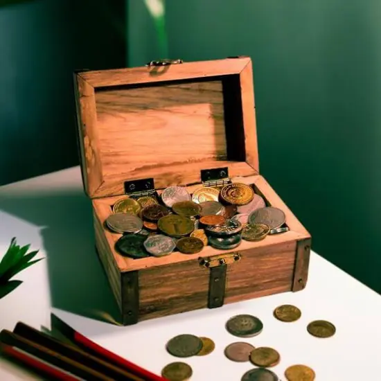Treasure Chest of 50 Coins From Around the World {1}