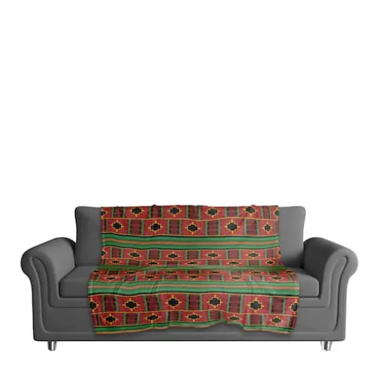Kwanzaa Red, Green & Black Pattern Coral Fleece Blanket {4}