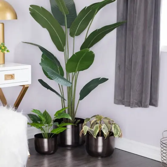 CosmoLiving by Cosmopolitan Iron Modern Planter Set Black {3}