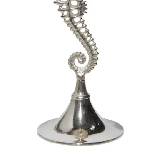 27" Silver Aluminum Coastal Accent Table {5}