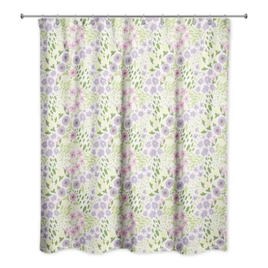 Whimsical Spring Floral Shower Curtain 71" x 74" Shower Curtain {1}