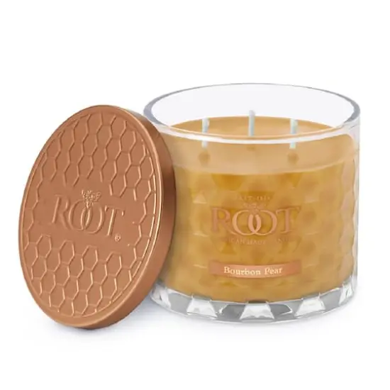 Root Candles Signature 3-Wick Honeycomb Beeswax Blend Jar Candle Bourbon Pear {1}