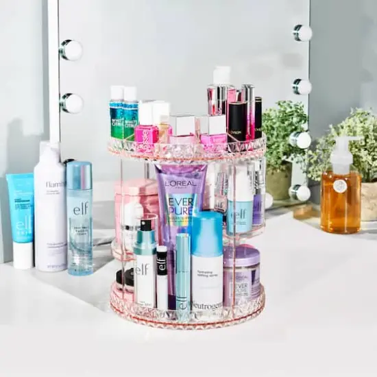 Sorbus Rotating Makeup Organizer Pink {5}