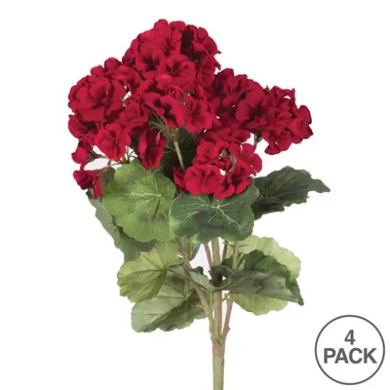 18" Artificial Red Geranium Bush, 4ct. {6}