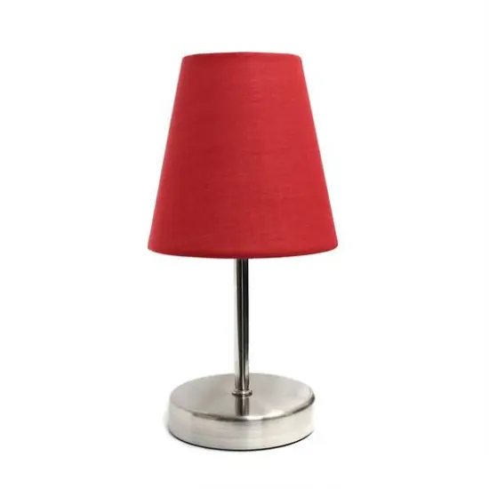Creekwood Home Nauru 10.5" Sand Nickel Petite Metal Stick Table Lamp Red {1}