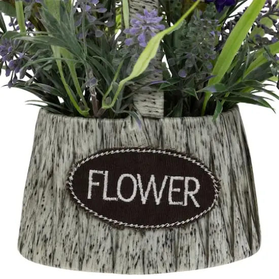 12" Lavender Bouquet in Flower Spring Basket with Handle {4}
