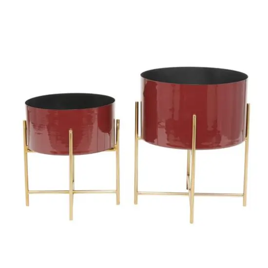 Red Modern Planter, Set of 2" 15", 12" {7}