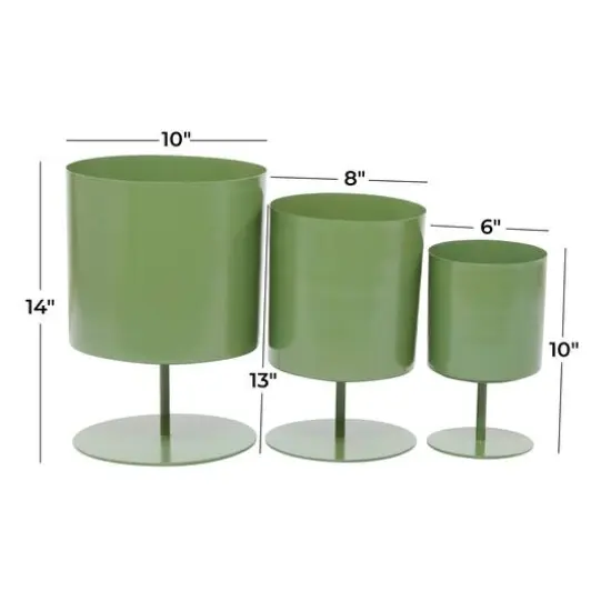 Green Modern Metal Planter Set {9}