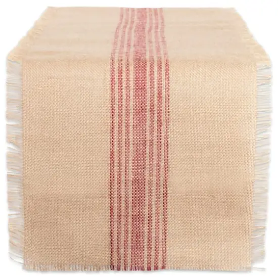 DII&reg; 72" Middle Stripe Burlap Table Runner Barn Red {1}