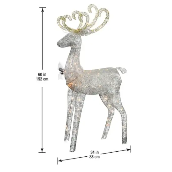60" Crystal Standing Reindeer Decoration, Clear Mini Incandescent Lights {7}