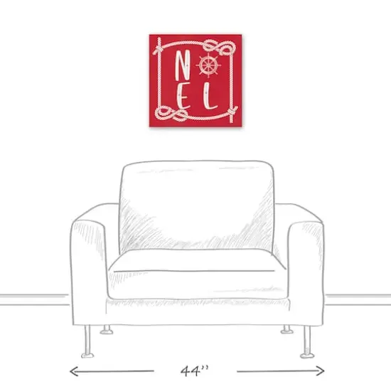 16" Red Nautical Noel Christmas Canvas Wall D&eacute;cor {5}