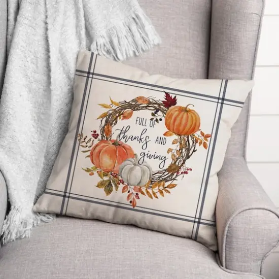 Thanks And Giving Fall Wreath Throw Pillow {3}