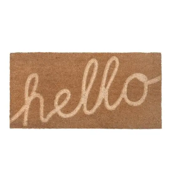 Hello Honey&reg; Nautral Hello Engraved Coir Doormat {11}