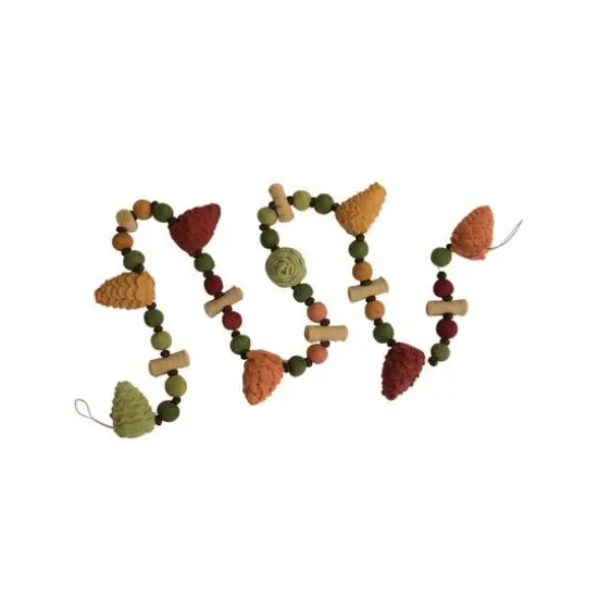Hello Honey&reg; 6ft. Multicolor Wool Felt Pinecones & Pom Poms Garland {4}