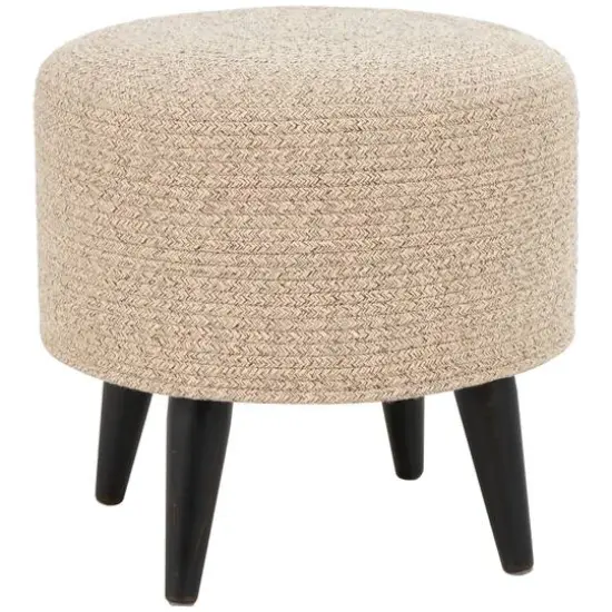 17" Chevron Textured Fabric Stool with Black Wooden Legs Gray {2}
