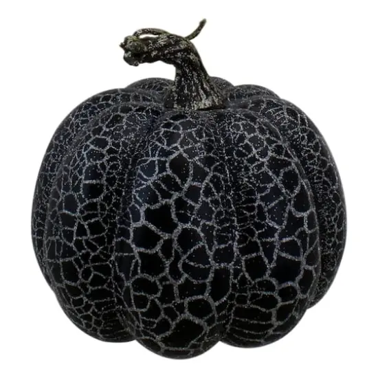 5" Black & Silver Fall Harvest Tabletop Pumpkin Set {3}