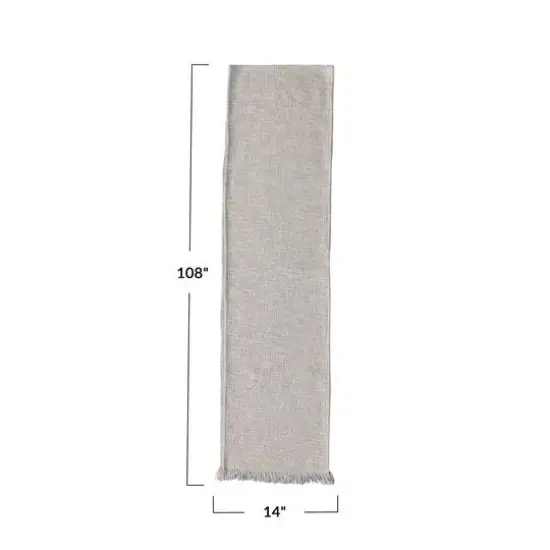 Hello Honey&reg; 108" Natural Woven Cotton Table Runner with Metallic Gold Thread & Fringe {5}