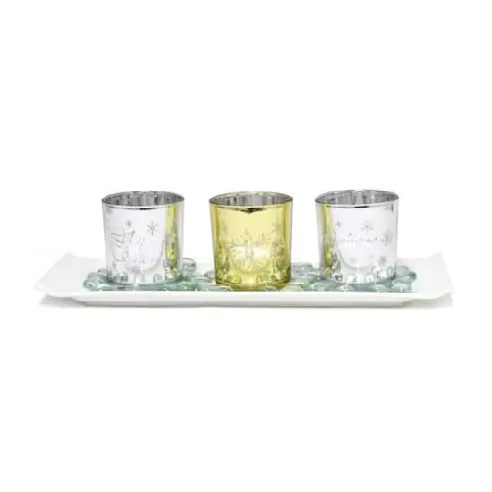 Elegant Designs&trade; Silver and Gold Winter Wonderland Candle Set {1}
